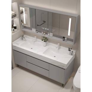 双岩板间无缝一脸体盆浴室柜组合229现代简约卫生洗漱台洗手盆柜