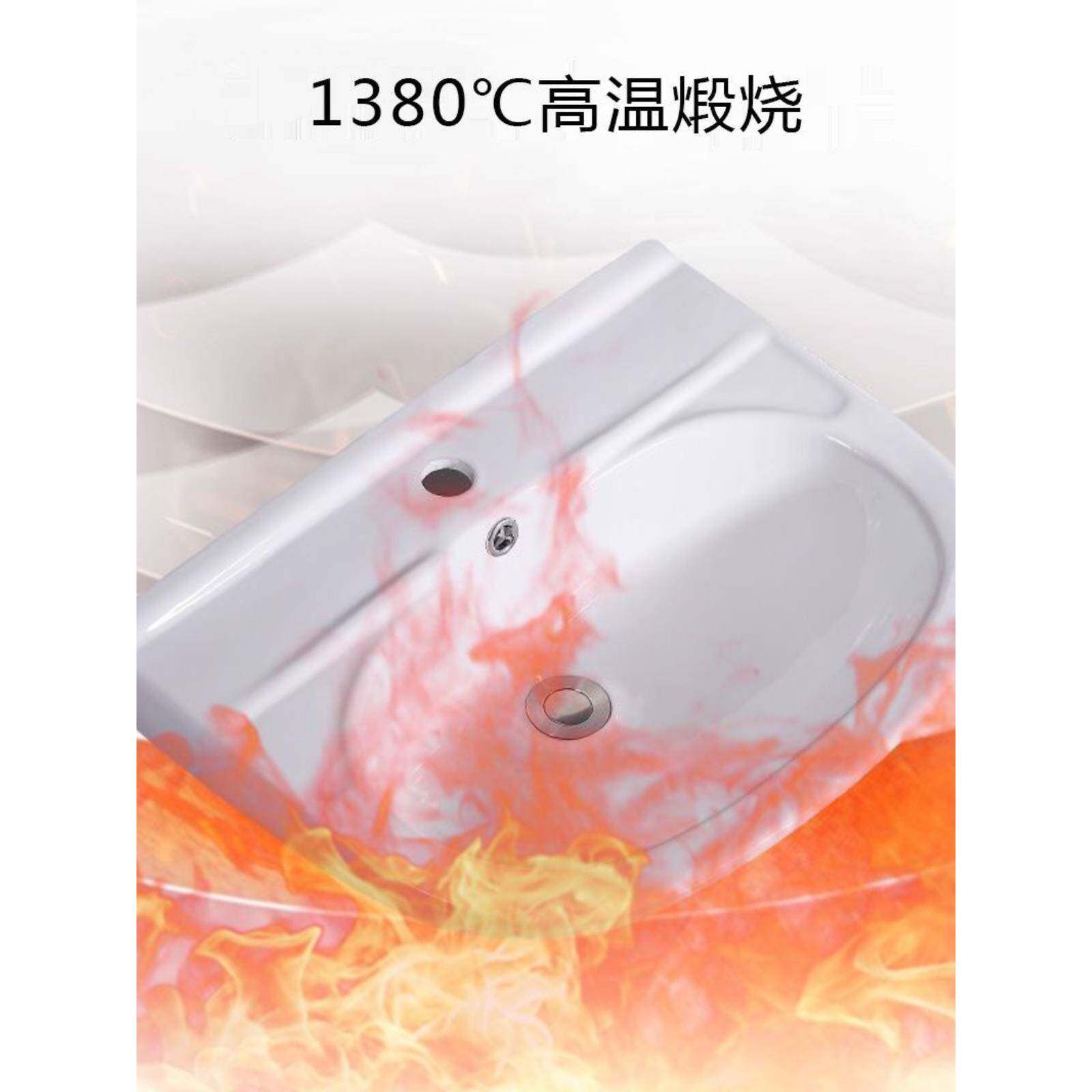 三孔立柱710陶瓷立柱一体式所洗手双孔卫池生间阳台落地式洗盆新