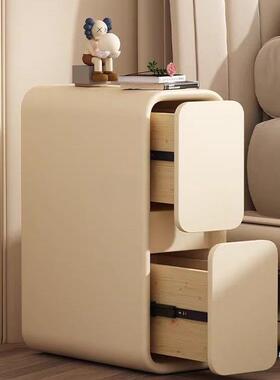 奶油风头柜卧室小型窄床柜夹缝床边柜客厅边储物收几纳柜超OTN双