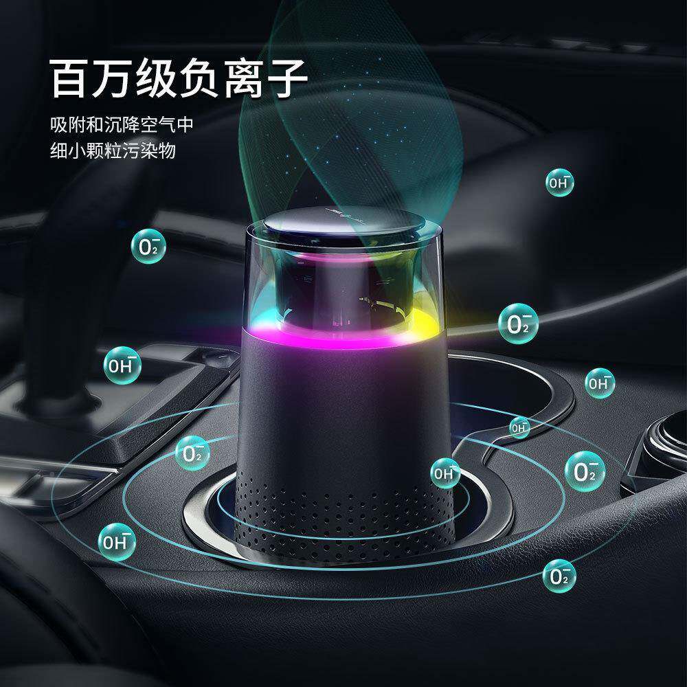 2025A10车载空气净化器负家用办公便室桌面离子跑马灯化携除烟尘