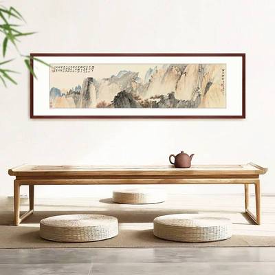 新中式装饰画客厅沙发背景壁画张大千实木国画办公室茶室餐厅挂画