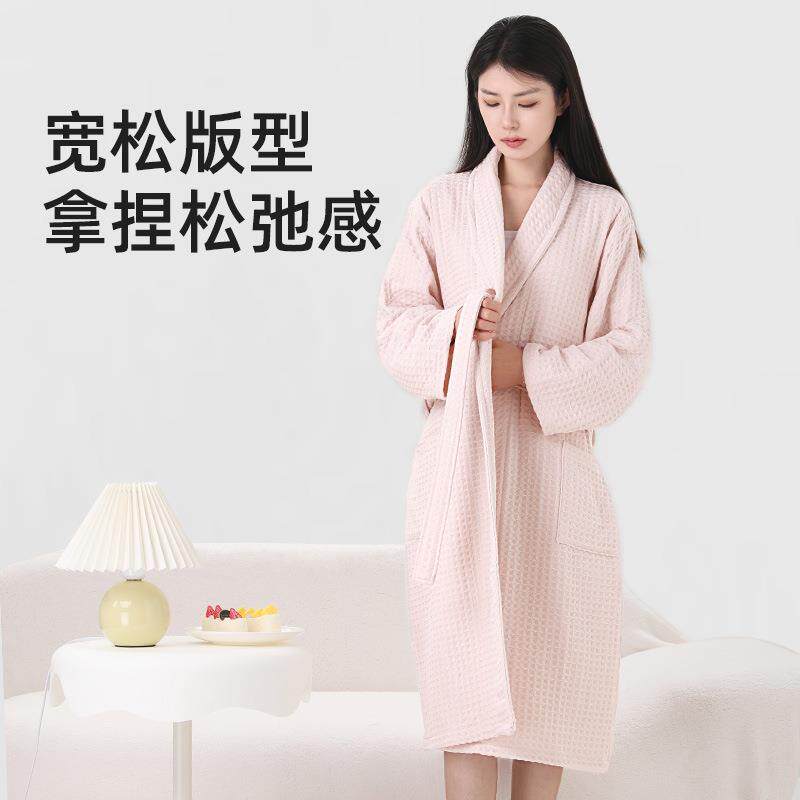 毛190089新雨纯棉浴袍女款全棉浴巾浴衣可穿吸水毛速干式成人睡袍
