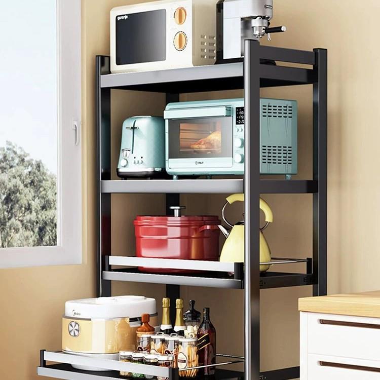 落地冰箱夹缝多层架子抽拉式厨房微波炉置物架锅具电器收纳储物柜
