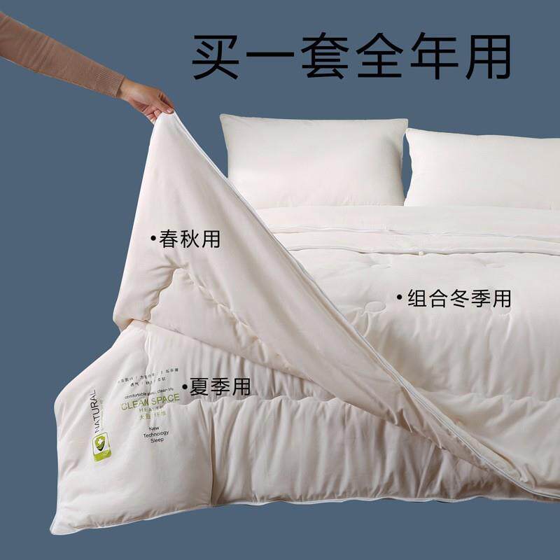 工厂大豆蛋白纤维二合一子母被四季被拉链款春秋被子纯棉被芯