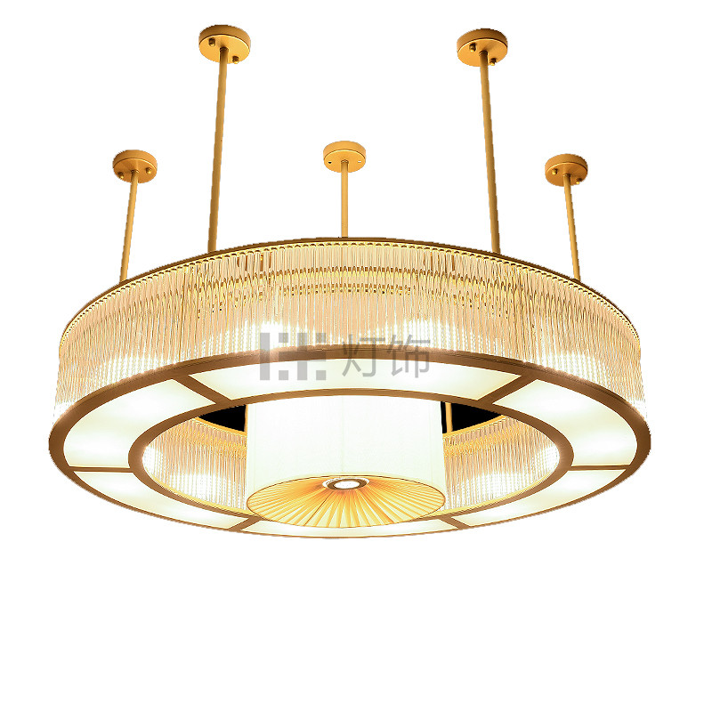 酒店豪华包间大吊灯新中式大厅灯别墅客厅饭店包厢圆形水晶吊灯具