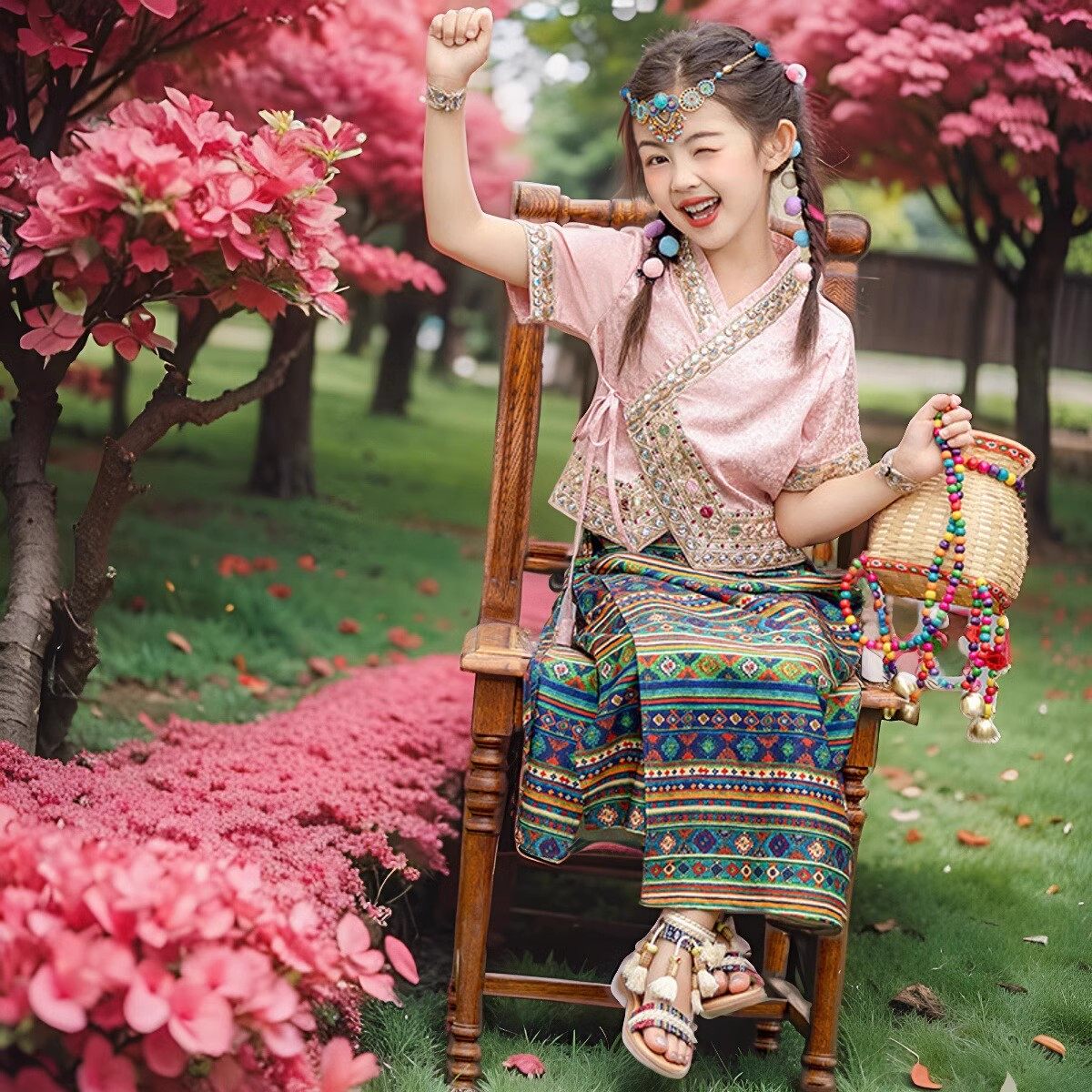 傣族服装女童夏季新款少数民族传统服饰舞蹈服六一儿童演出服套装