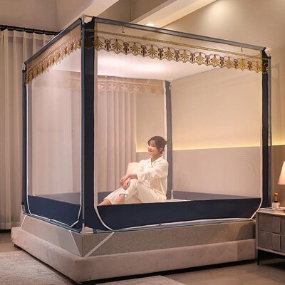 蚊帐家用2d023新款高级v免安装蒙古包婴儿防摔床防护栏儿童围栏纹