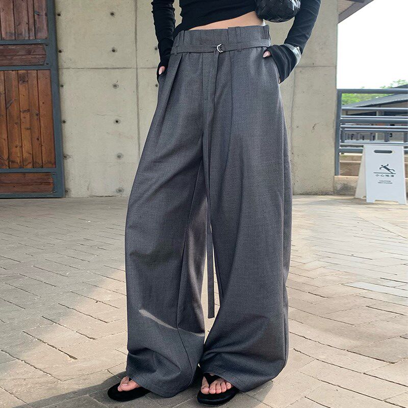 西装阔腿裤女春秋高级垂感裤子2024新款今年流行爆款配腰带休闲裤