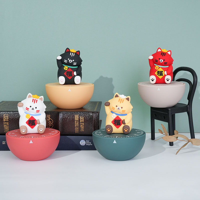 新品招财猫时间管理器学生学习阅读自律定时提醒器机械卡通倒时器