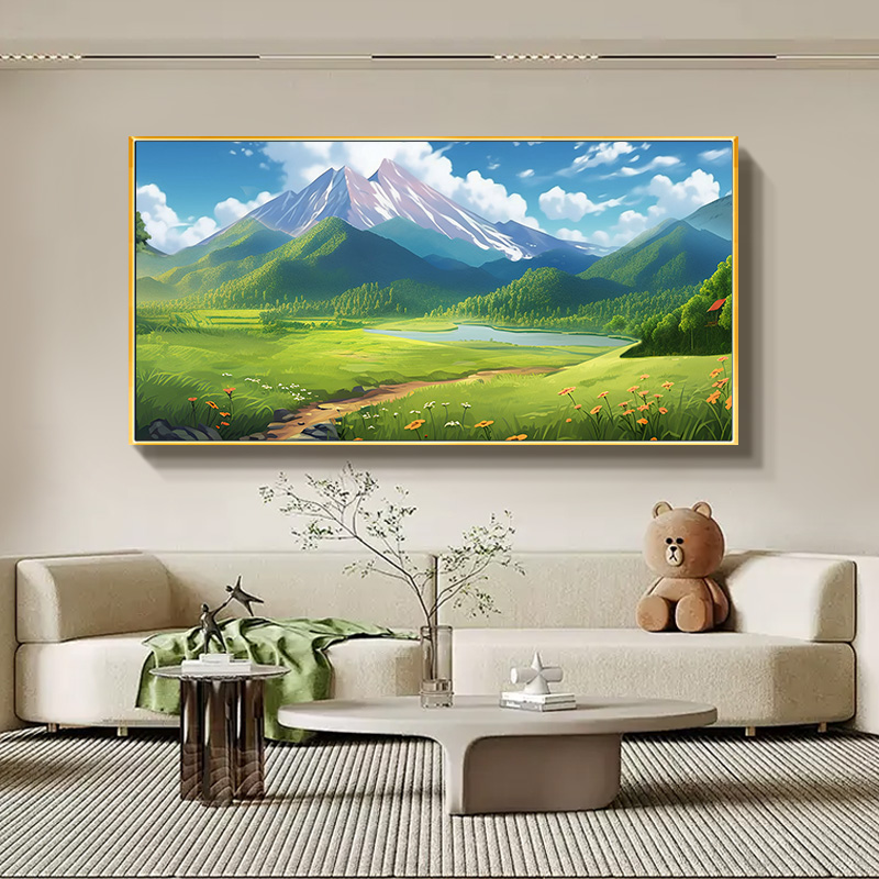 现代简约背有靠山客厅挂画沙发背景墙装饰画餐厅办公室聚宝盆壁画