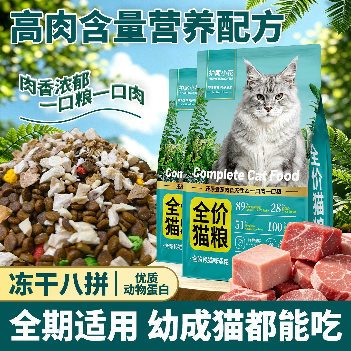 猫粮鸡肉牛肉粮全价猫粮布偶美短成幼猫粮益生菌通用型猫粮