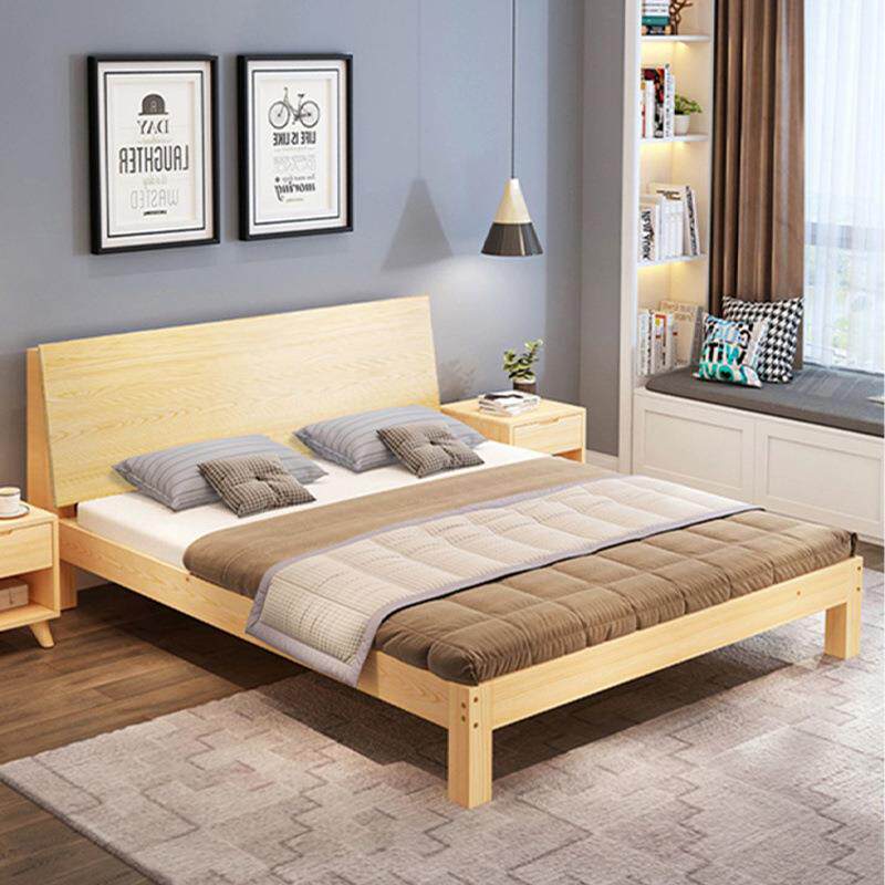 现代简约实木床主卧1.8米双人大床经济型1.5米出租房1m单人床架厂