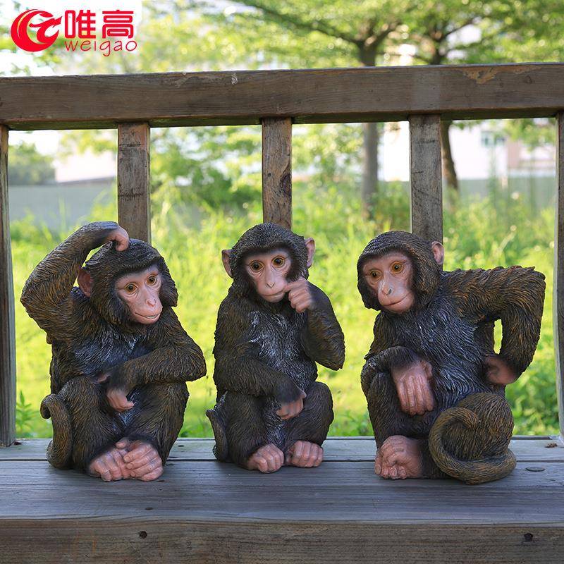 户外仿真动作猴子卧室桌面阳台庭院草坪花园假山装饰树脂造型摆件