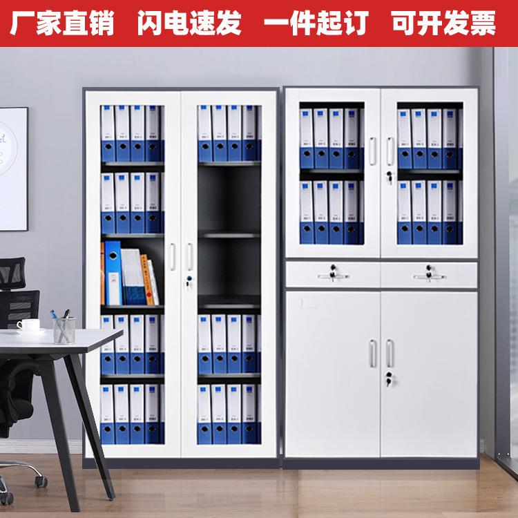文件柜铁皮柜办公室财务凭证柜资料档案柜窄边套色拆装储物柜矮柜