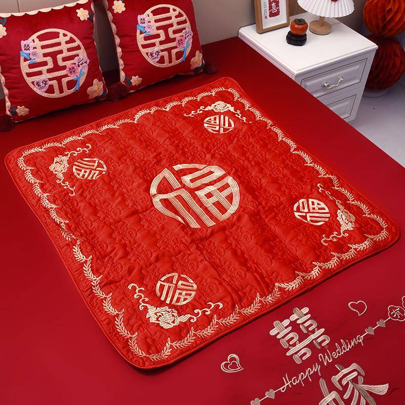 新娘坐福红色小品褥子子结婚床百福婚礼被ZFB座福垫上婚庆用陪嫁