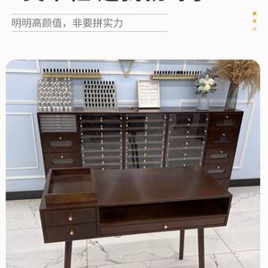 简约吸尘器美甲台美甲店桌椅套装新款复古实木美式双人美甲桌