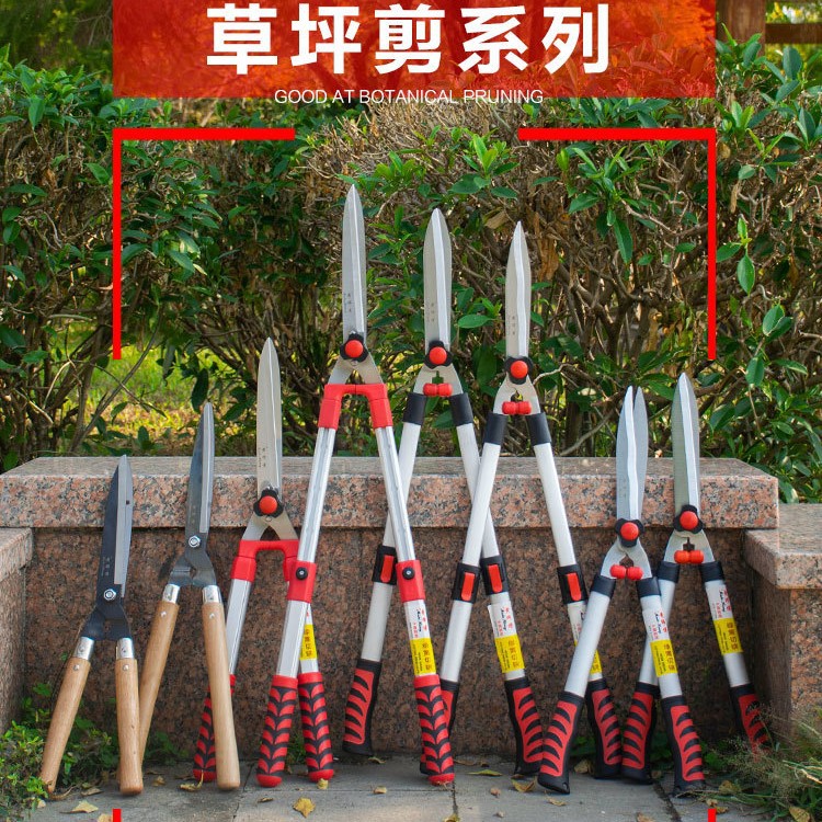 黄师傅草坪剪直形伸缩篱笆剪锰钢绿篱剪花草修枝剪园艺园林工具