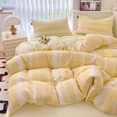 60支水洗棉床上四件套轻奢简约纯棉全棉100被套罩床单三件套床品