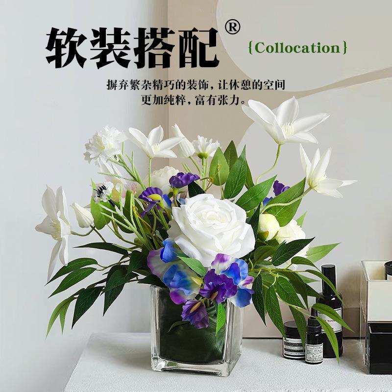 仿真花假花会议室摆花酒店花艺套装小桌花玻璃客厅餐桌装饰品摆件