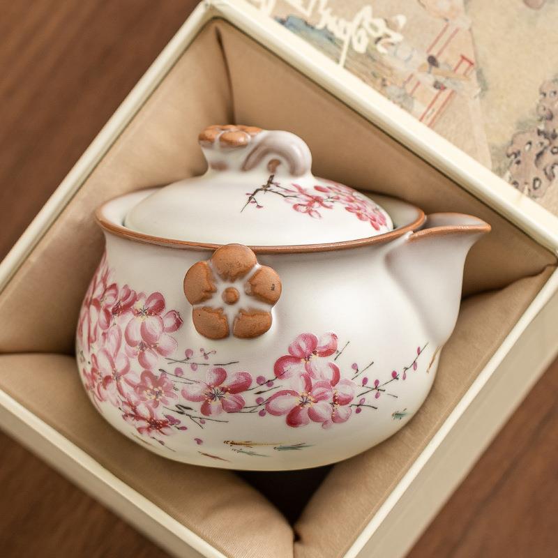 猪油冻汝窑茶壶单壶泡茶家用梅花宝瓶手抓壶单个中式高档女士茶具