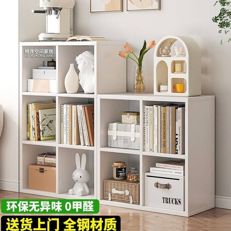 家居钢制格子柜自由组合书柜客厅三角三层玄关折叠阳台落地储物柜