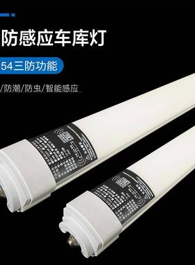 IP54三防感应车库灯防尘防潮防虫楼道感应吸顶长条灯感应线型灯