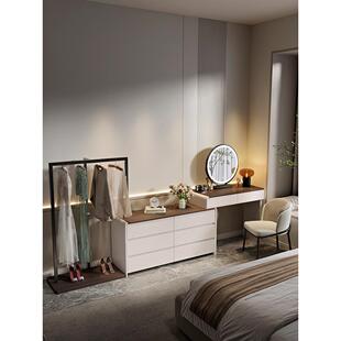 全实木梳妆台斗柜一体衣帽架卧室床尾现代简约化妆桌收纳柜储物柜