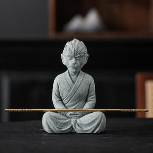 青砂石齐天大圣孙悟空家居中式桌面猴子摆件茶桌茶玩茶宠鱼缸装饰