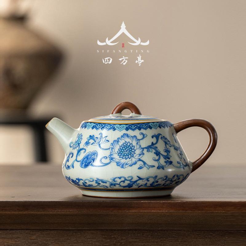 汝窑石瓢壶大号茶壶单壶高档2025新款泡茶壶茶具青花瓷汝瓷中式