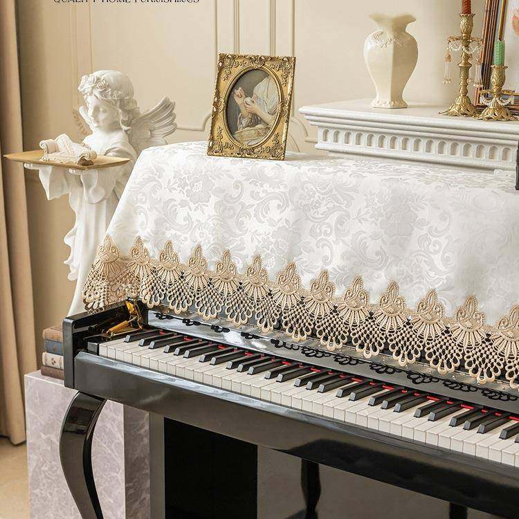 法式钢琴罩中古风盖布蕾丝防尘罩欧式盖巾半罩全罩钢琴装饰保护罩