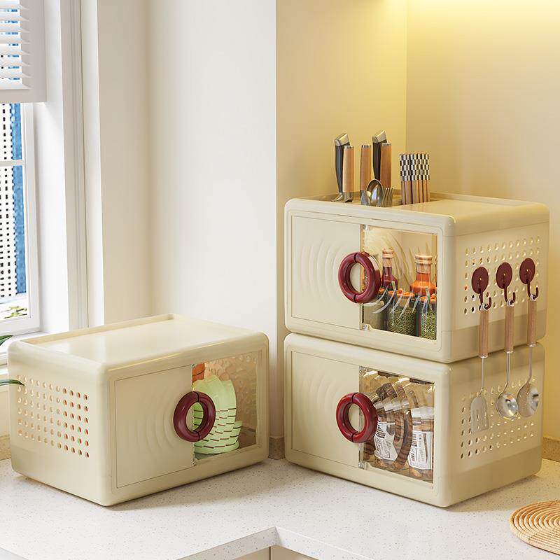 风家用储物架大容量多层厨房收纳盒收纳置物架台面奶油调料可叠加