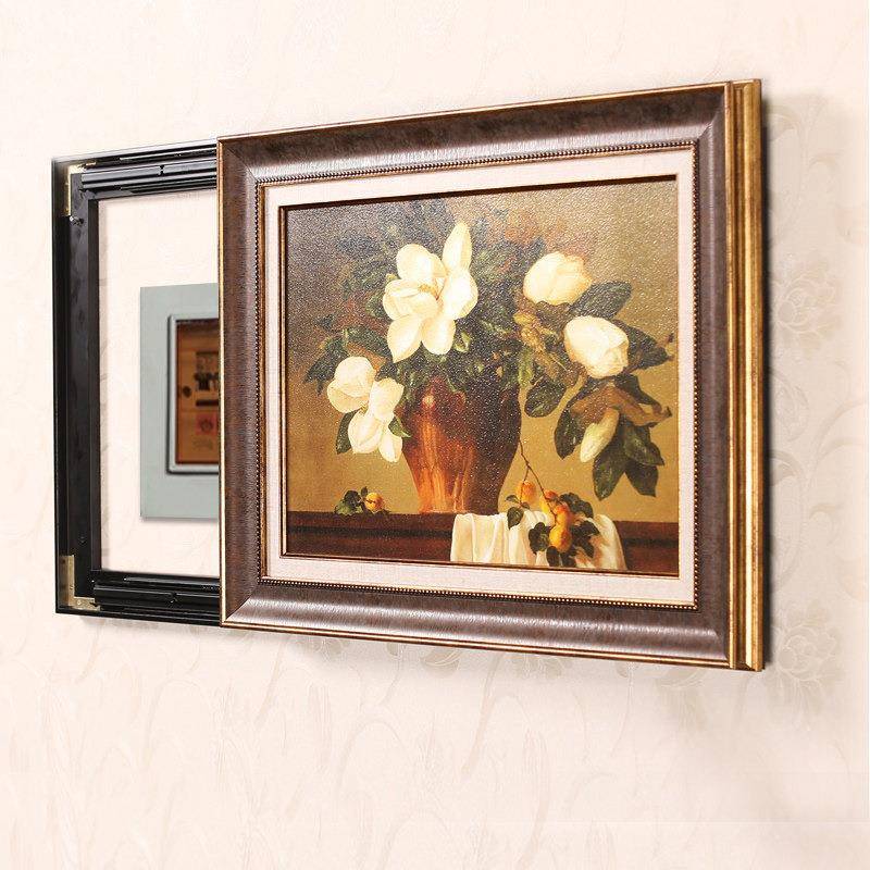 欧式美式客厅餐厅壁画可推拉挂画配电箱遮挡画电箱画电表箱装饰画