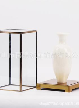 新式现代透明玻璃花罩子瓶树脂摆件客厅茶几中642，643博古架书柜