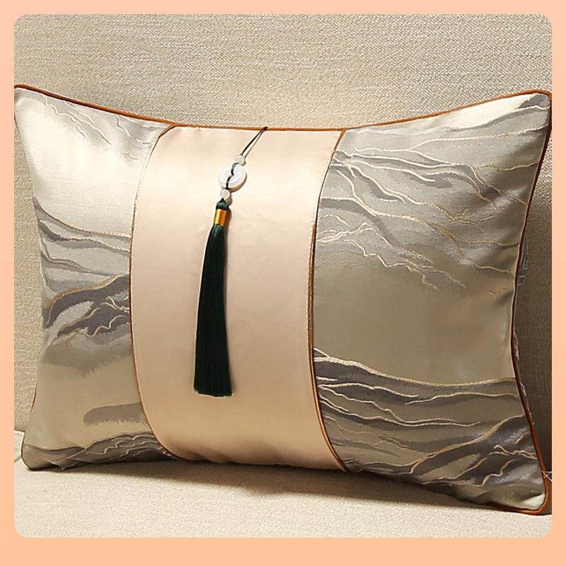 ۶新中式沙发轻奢腰枕靠垫套长方形靠背护靠背垫腰抱枕靠枕含芯定