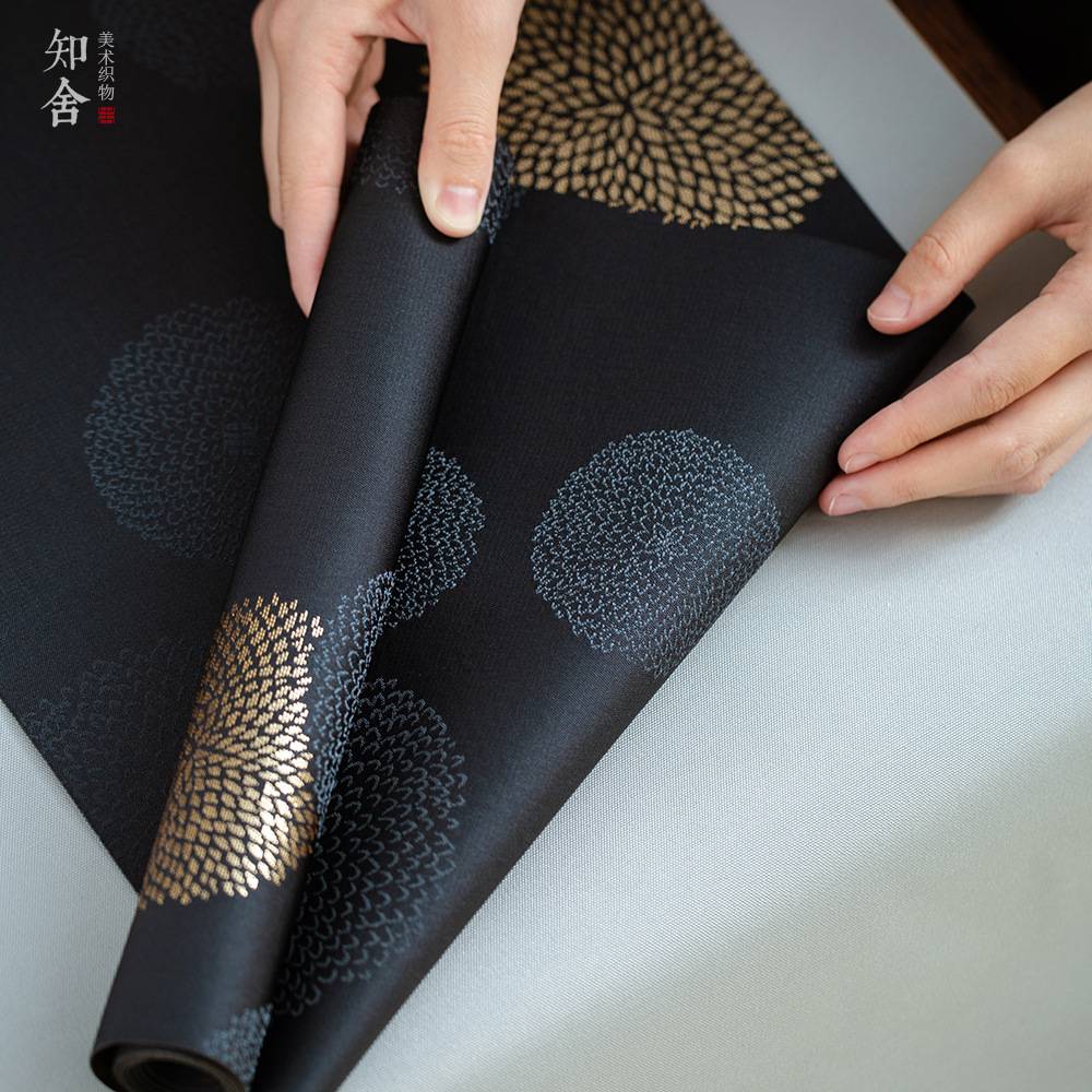 知舍菱纹新中式禅意茶席茶道垫子手工长款茶具配件套百搭桌旗