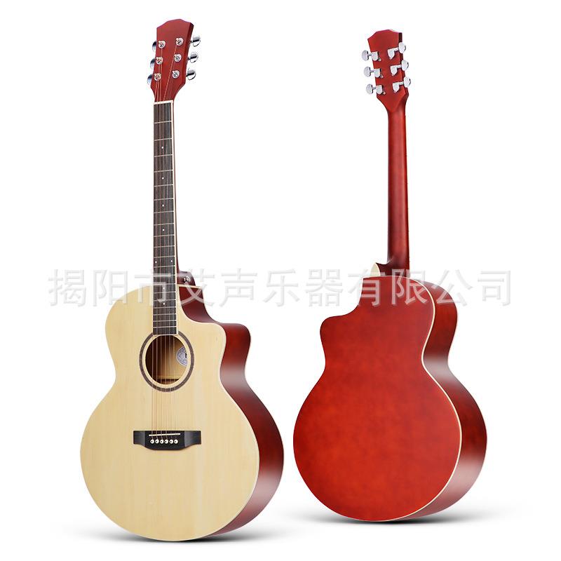 41寸JF桶民谣木吉他跨境热销椴木包边练习琴Guitar封闭弦钮吉它