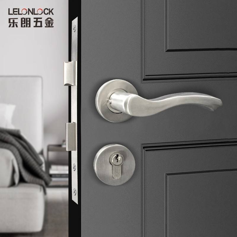现代简约室内门锁卧室木门分体锁 304不锈钢门把手静音机械门锁