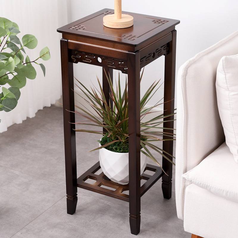 新中式全实木胡桃木花架花几现代简约客厅落地置物架装饰盆景架子