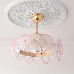 水晶卧室风扇灯吊扇灯轻奢法式护眼电扇灯一体2025新款客厅吸顶灯