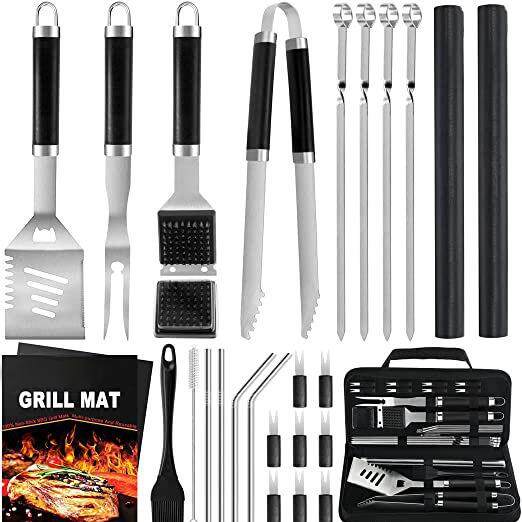 不锈钢烤具户外野饮家工具套装BBQ用烧烤组合布袋套装亚马逊热销