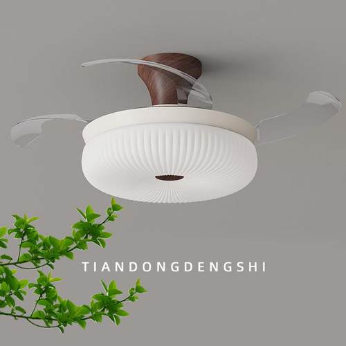 简约风扇灯卧室灯客厅中古风奶油风护眼餐厅儿童房家用新款吊扇灯