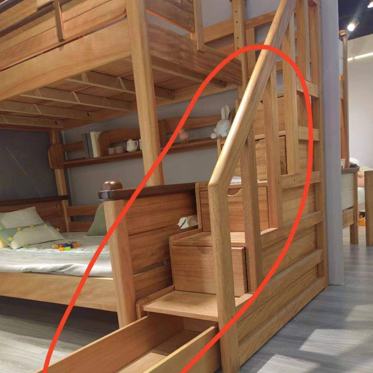 上下床双层子母床家用卧室宿舍通用梯柜红檀木檀丝木原木色和白色