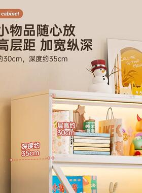 家用钢制书柜XEI门防尘架玻璃展示柜翻盖储物柜落收纳柜地置带书