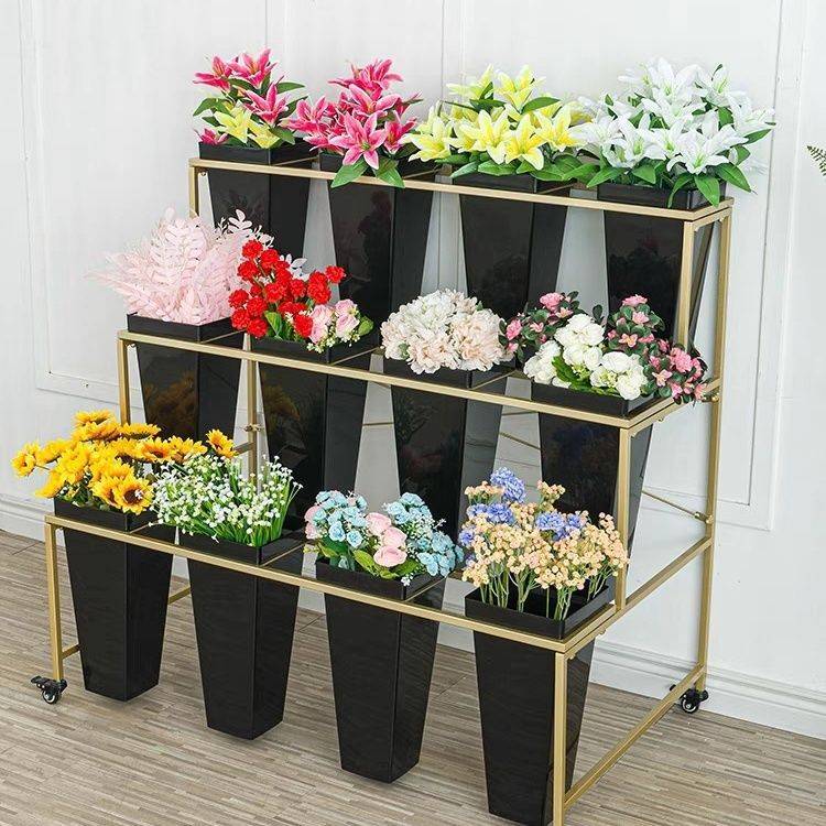 大号花架可移动花店花桶展示架铁艺多层鲜花婚庆架子家用新款