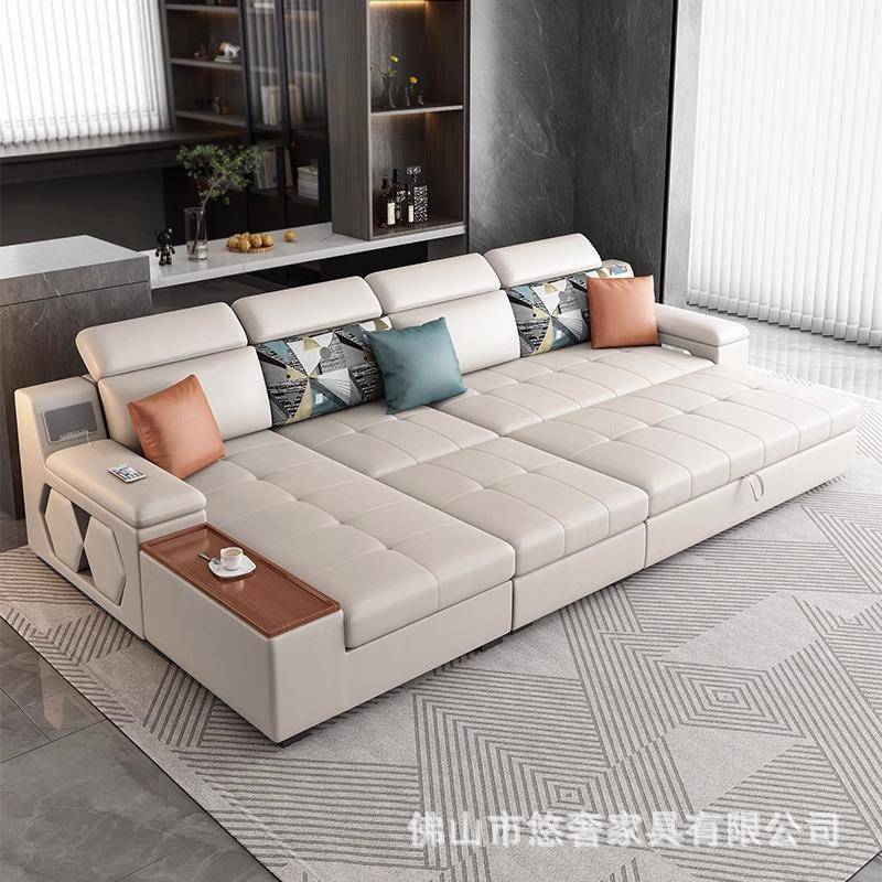 科技猫抓布艺沙发床可折叠一体两用多功能客厅贵妃带储物收纳直排