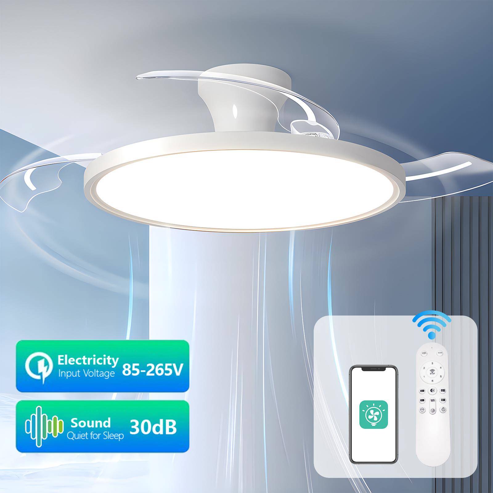 超薄风扇灯2025新款吊扇灯全光谱餐厅卧室客厅一体电风扇吊灯