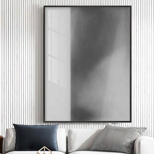 现代网红搭配选画抽象艺术简约风C黑白挂画灰色沙发大幅落地装饰