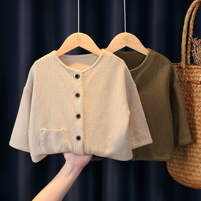 儿童针织开衫春秋季女童韩版洋派针织外套宽松男宝宝秋装休闲上衣