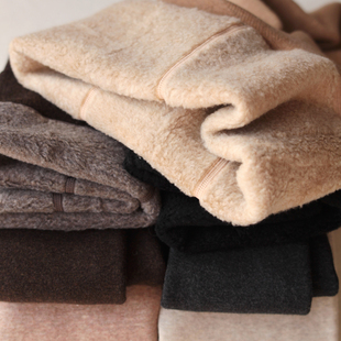 350克美丽诺绵羊毛厚绒精梳棉针织打H底连裤 秋冬保暖咖啡 袜踩脚裤