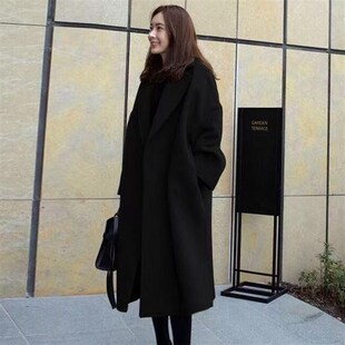 大尺码胖mm300斤毛呢女装外套秋冬加绒夹棉加厚呢大衣宽松中长版2
